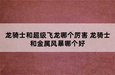 龙骑士和超级飞龙哪个厉害 龙骑士和金属风暴哪个好